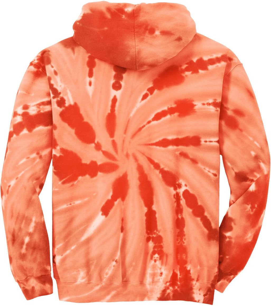 Front View of Orange Port & Co Youth Tie-Dye Pullover Hooded Sweatshirt. PC146Y