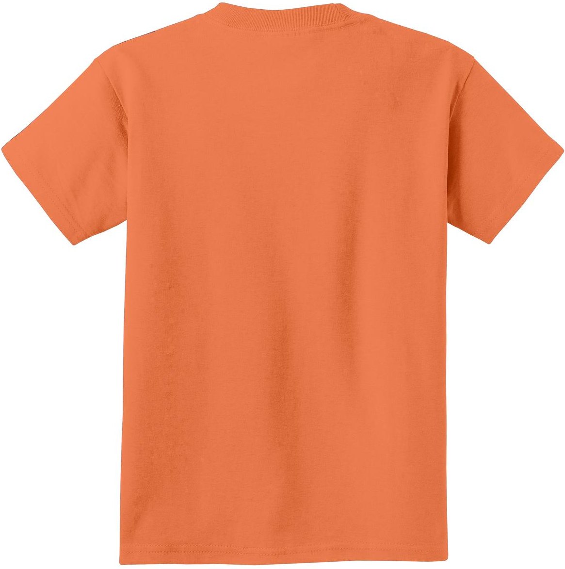 Front View of Orange Shrbt Port & Co Youth Essential Tee. PC61Y