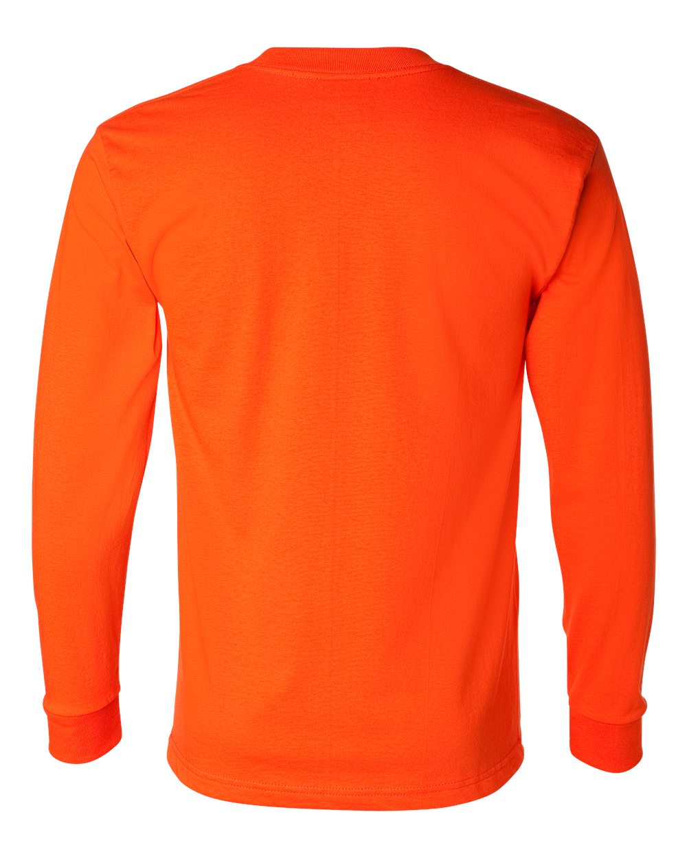 Rear View of Orange Union-Made Long Sleeve T-Shirt - 2955
