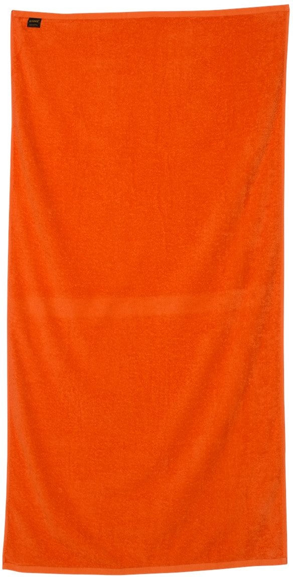 Front View of Orange Velour Beach Towel - QV3060