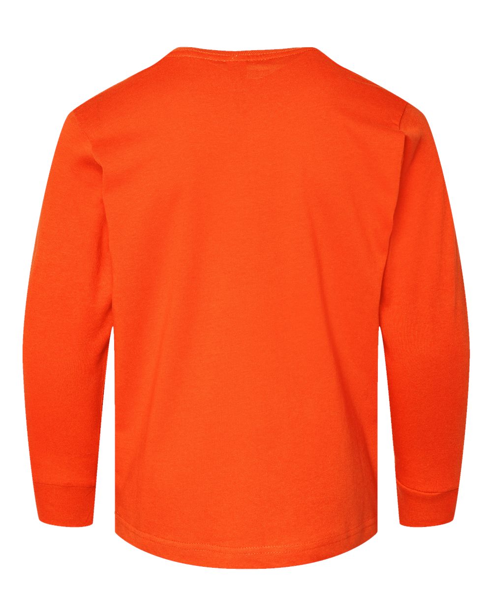 Front View of Orange Youth Fine Jersey Long Sleeve Tee - 6201