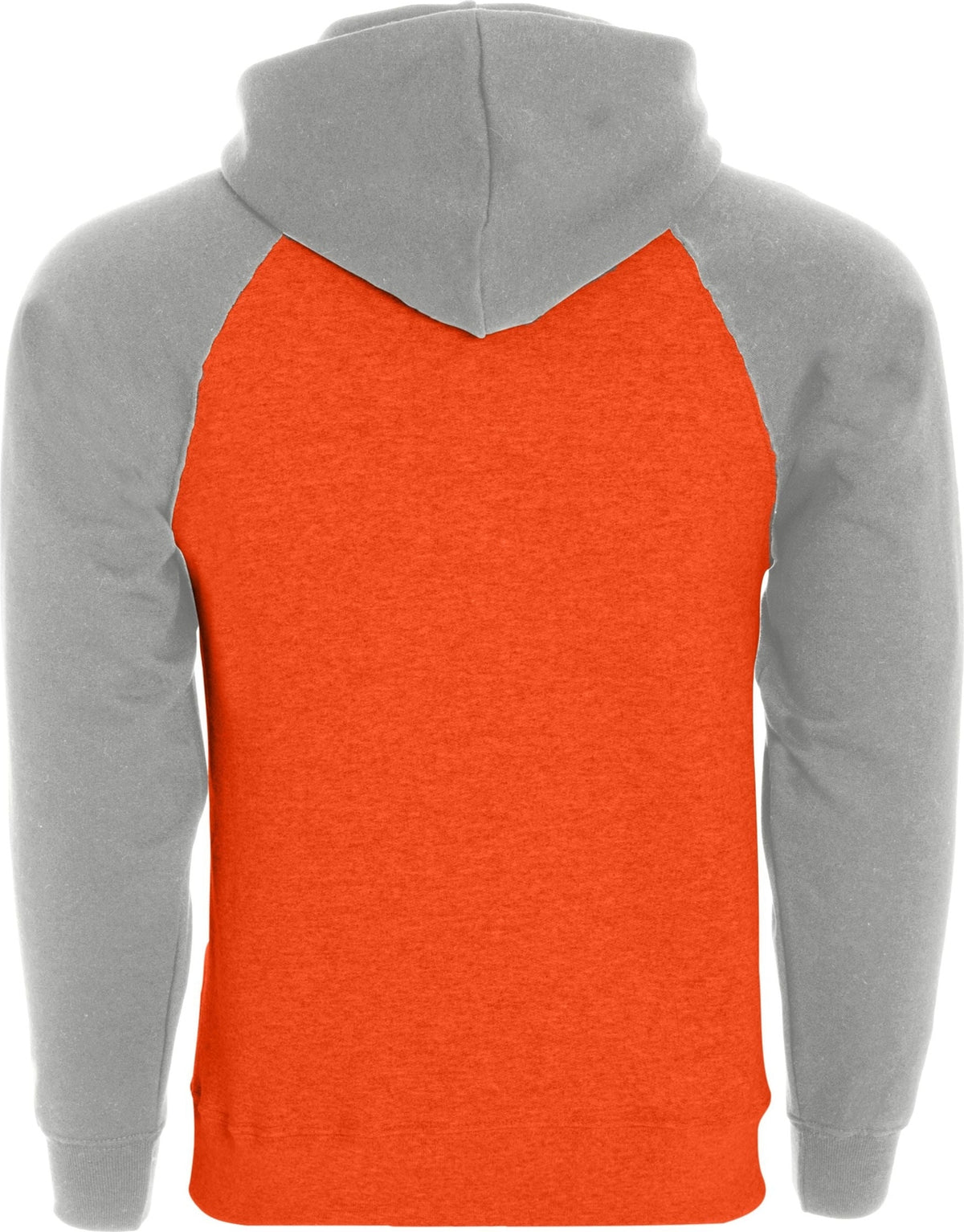 Rear View of ORANGE/ATHLETIC HEATHER BANNER HOODIE