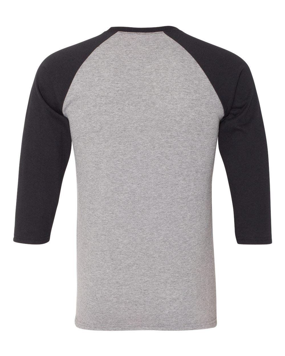 Front View of Oxford/ Black Triblend Three-Quarter Raglan Baseball T-Shirt - 601RR