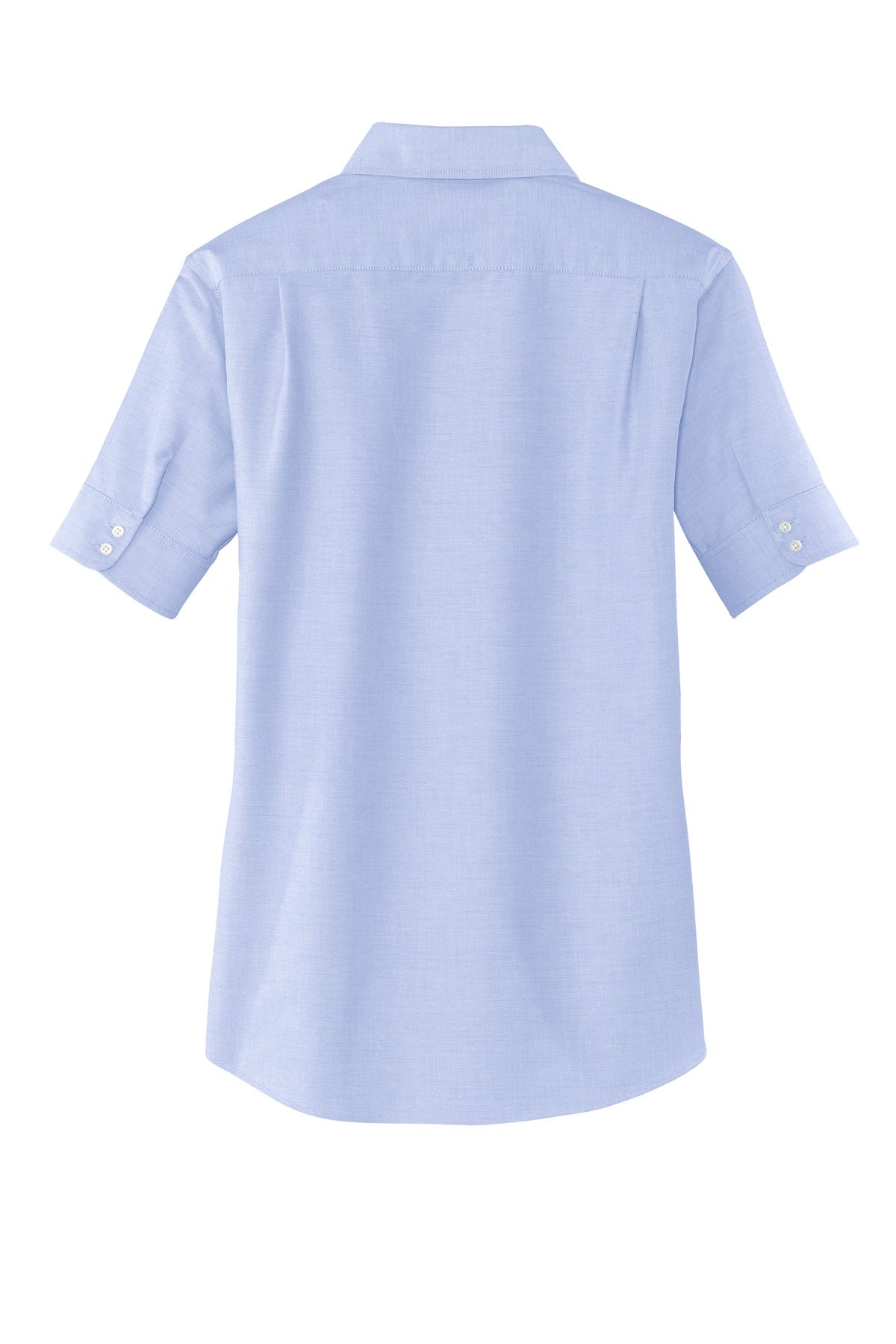 Front View of Oxford Blue Port Authority Women's Short Sleeve SuperPro Oxford Shirt. L659