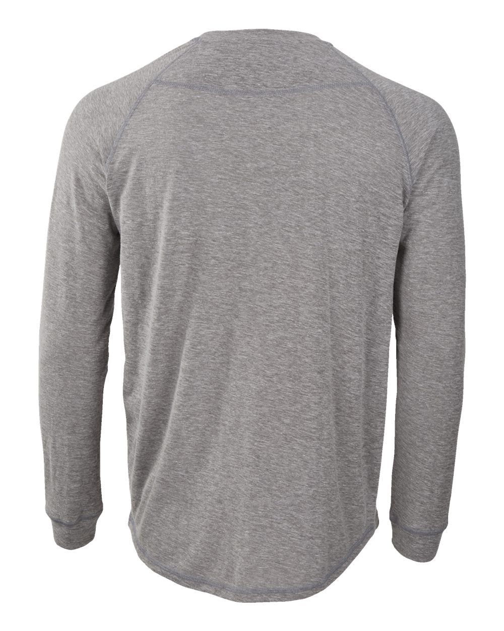Front View of Oxford Heather Henley Long Sleeve T-Shirt - BM3101
