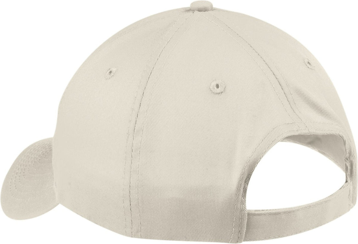 Rear View of Oyster Port Authority Six-Panel Twill Cap. CP80