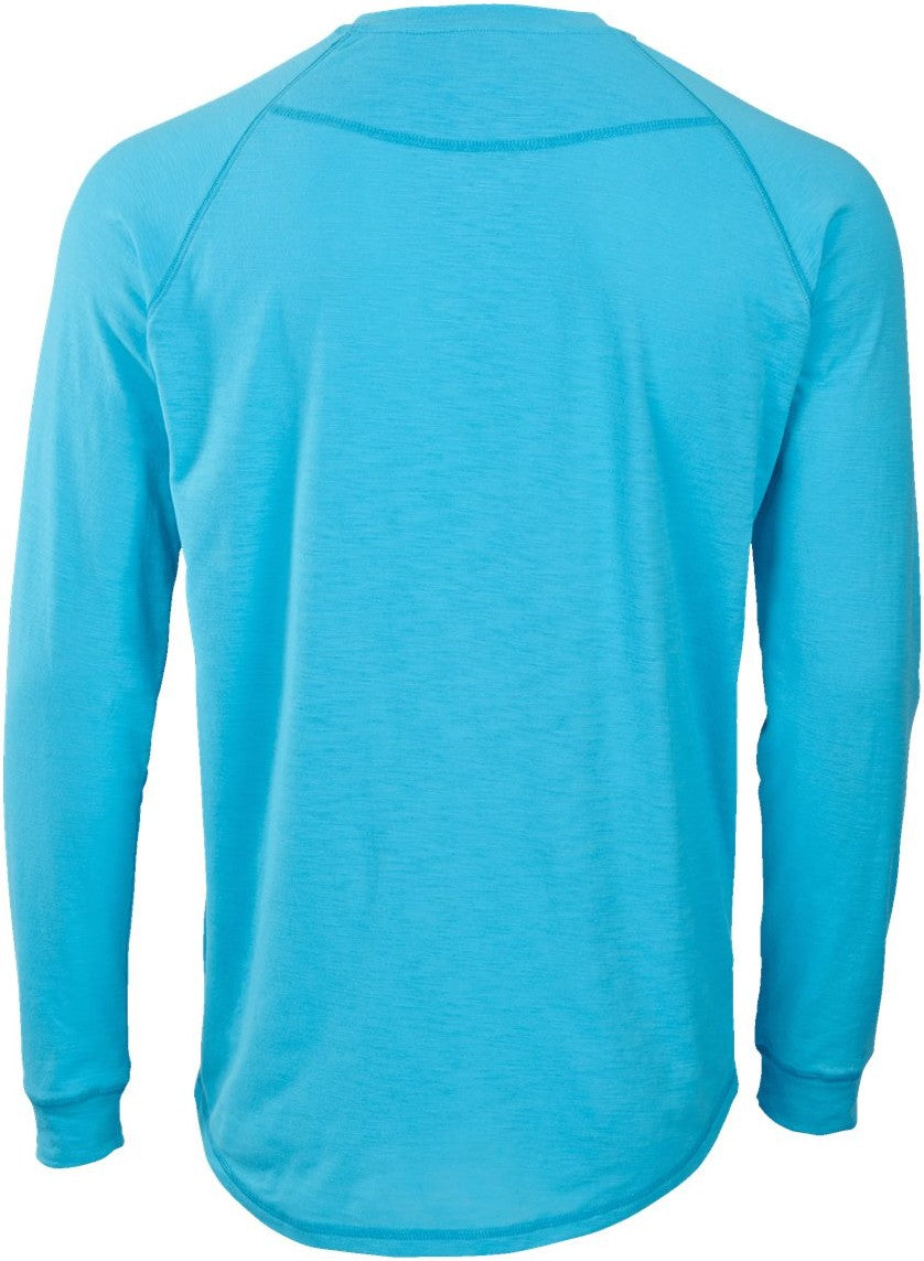 Front View of Pacific Blue Henley Long Sleeve T-Shirt - BM3101