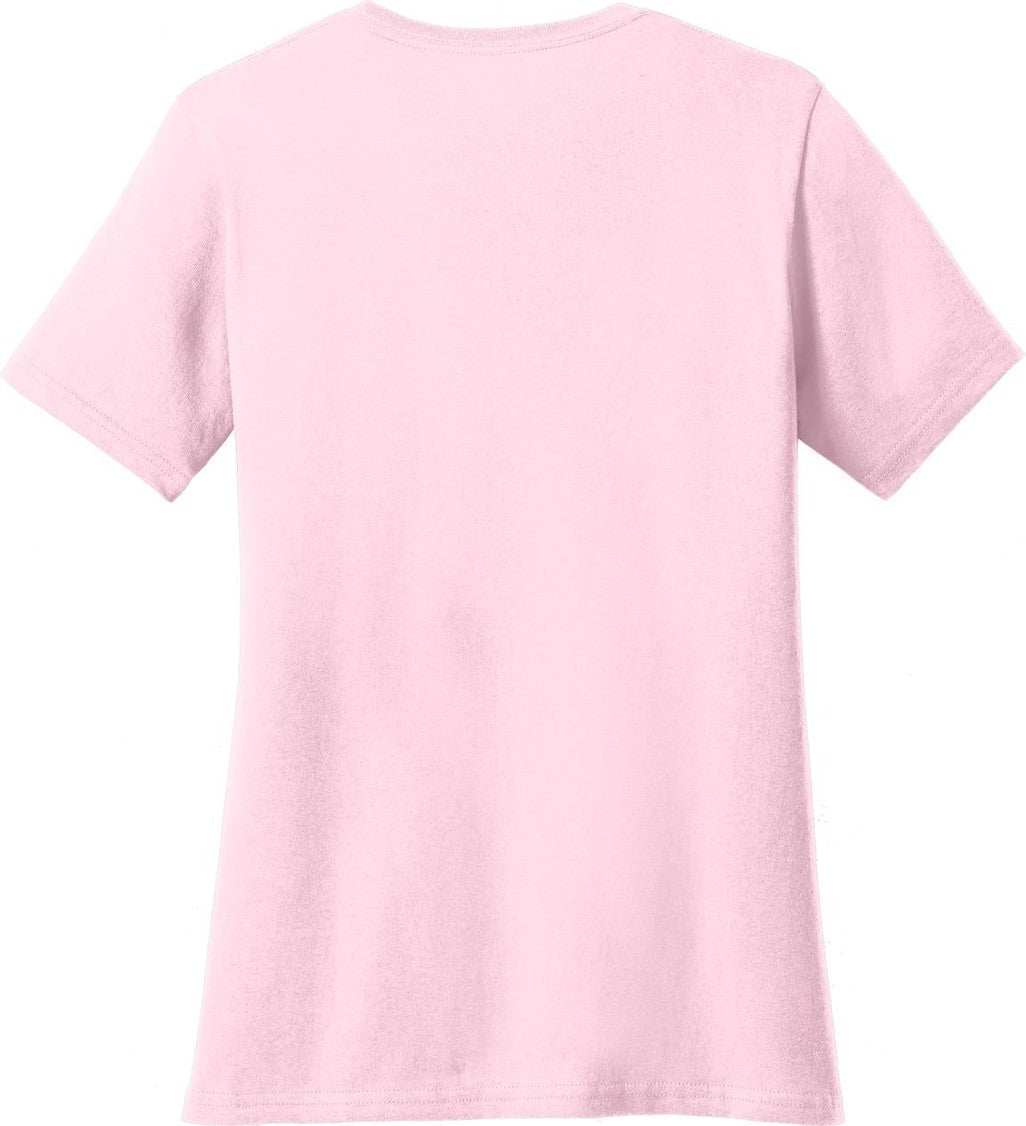 Rear View of Pale Pink Port & Co Women's Core Cotton Tee. LPC54