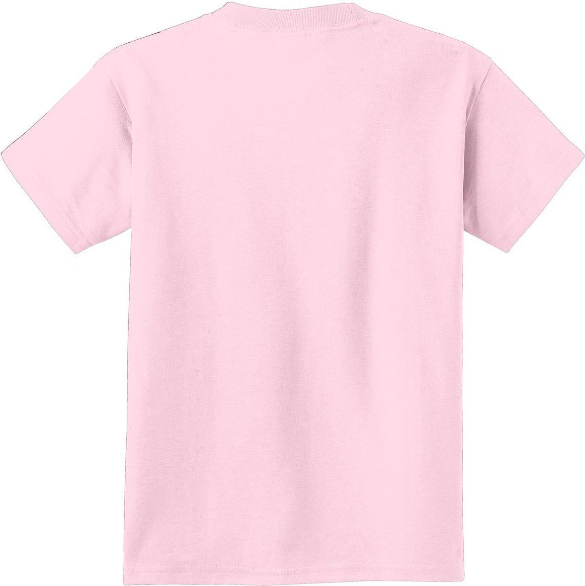 Front View of Pale Pink Port & Co Youth Essential Tee. PC61Y