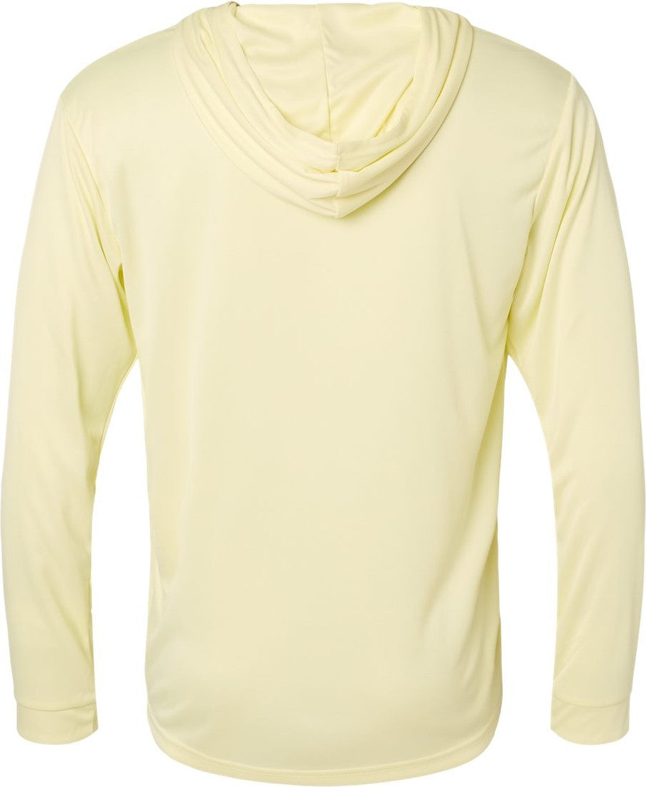 Front View of Pale Yellow Bahama Performance Hooded Long Sleeve T-Shirt - 220