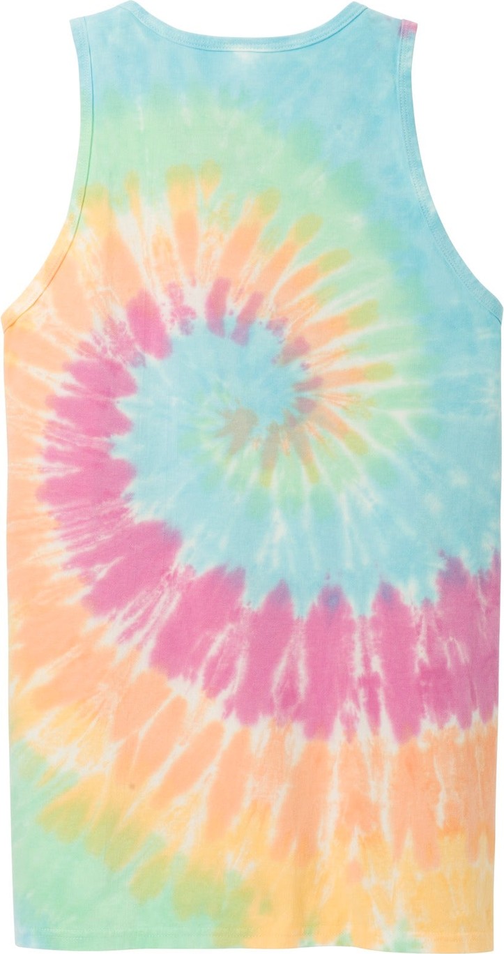 Front View of Pastel Rainbow Port & Co Tie-Dye Tank Top. PC147TT