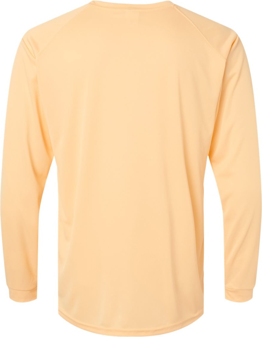 Rear View of Peach Long Islander Performance Long Sleeve T-Shirt - 210