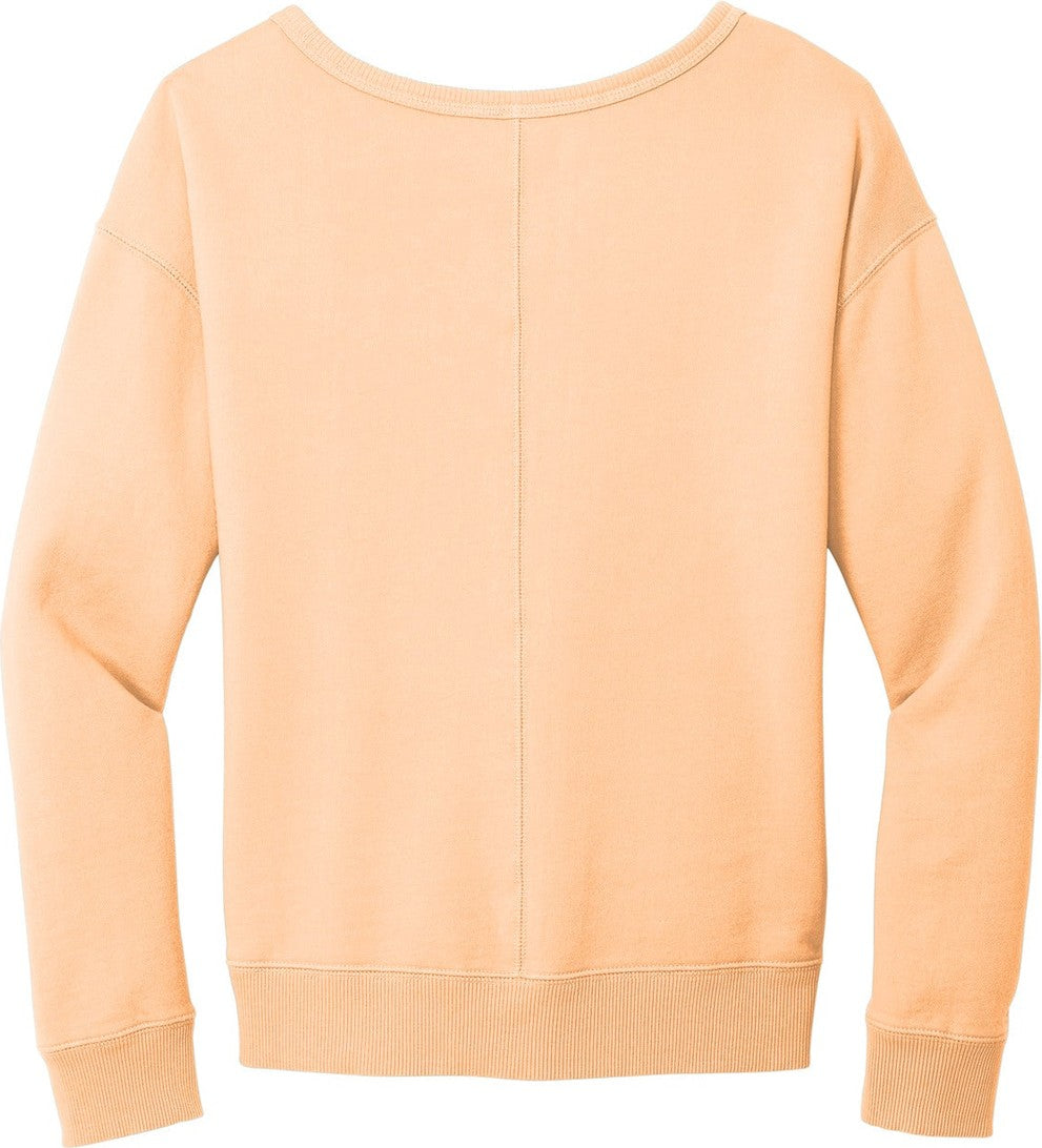 Front View of Peach Port & Co Women's Beach Wash Garment-Dyed V-Neck Sweatshirt LPC098V
