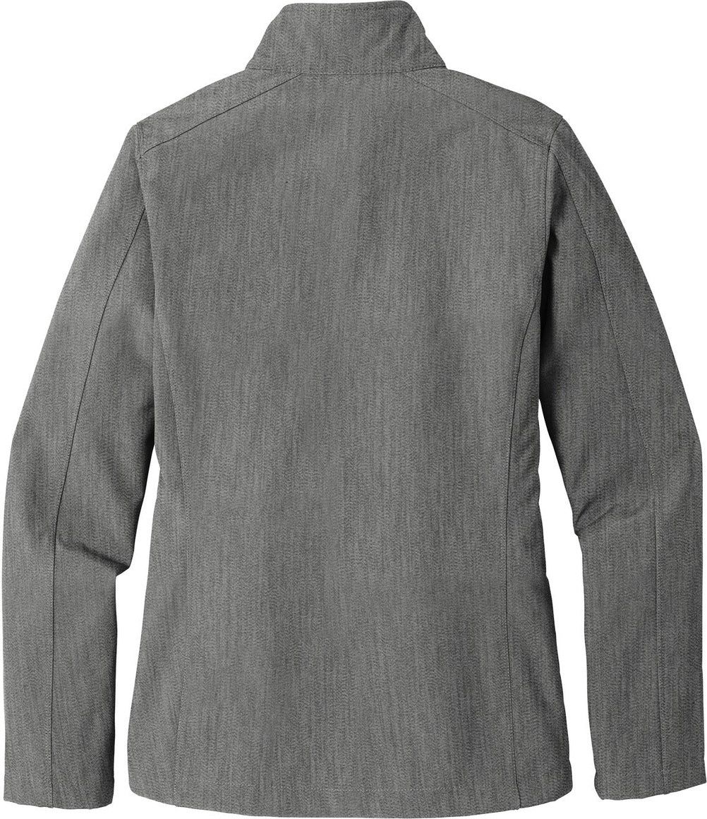Rear View of Pearl Grey Hth Port Authority Women's Core Soft Shell Jacket. L317