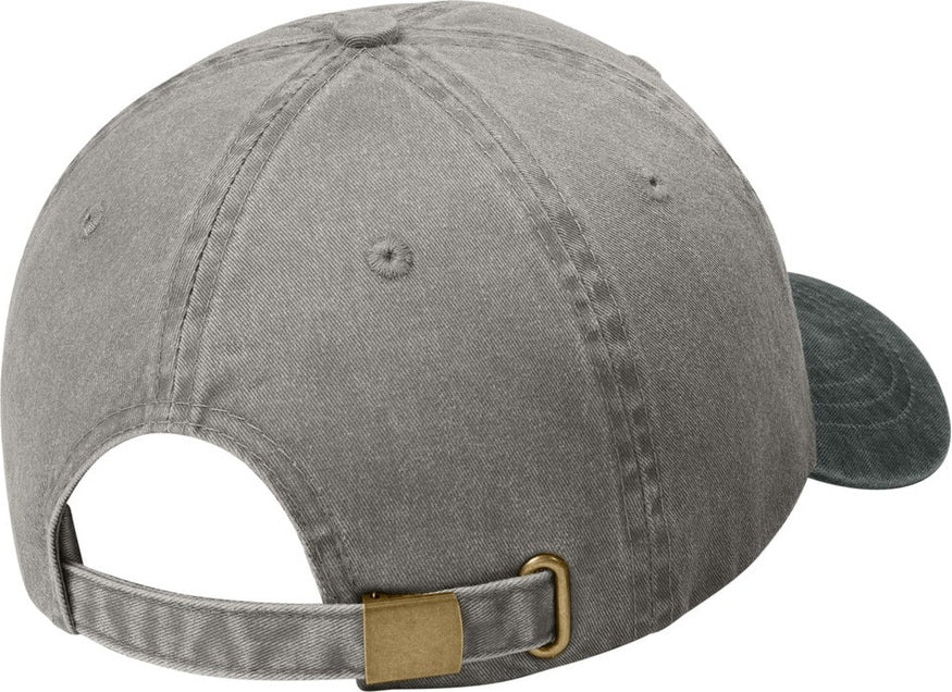 Rear View of Pebble/Black Port Authority Two-Tone Pigment-Dyed Cap. CP83