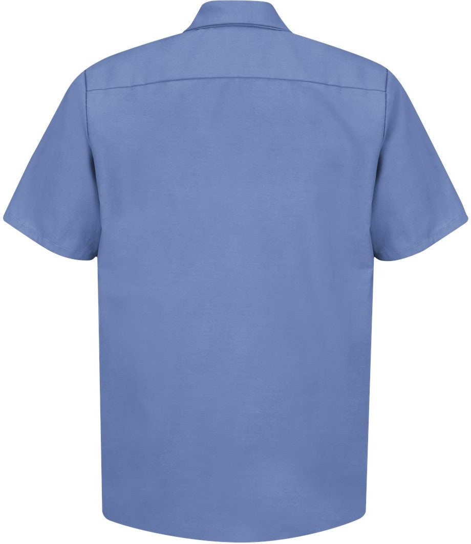 Front View of Petrol Blue Industrial Short Sleeve Work Shirt - SP24