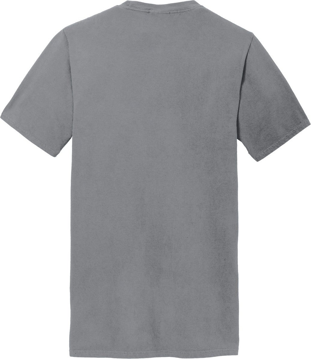 Front View of Pewter Port & Co Beach Wash Garment-Dyed Pocket Tee. PC099P