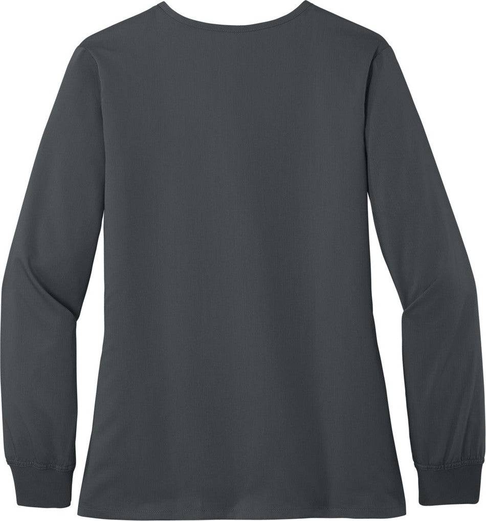 Front View of Pewter Wink Women's Premiere Flex Full-Zip Scrub Jacket WW4088