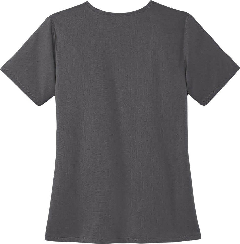 Rear View of Pewter Wink Women's Premiere Flex V-Neck Top WW4168