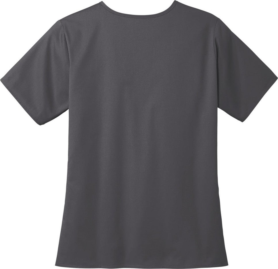 Rear View of Pewter Wink Women's WorkFlex V-Neck Top WW4560