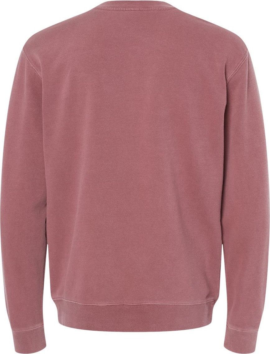 Front View of Pigment Maroon Midweight Pigment-Dyed Crewneck Sweatshirt - PRM3500