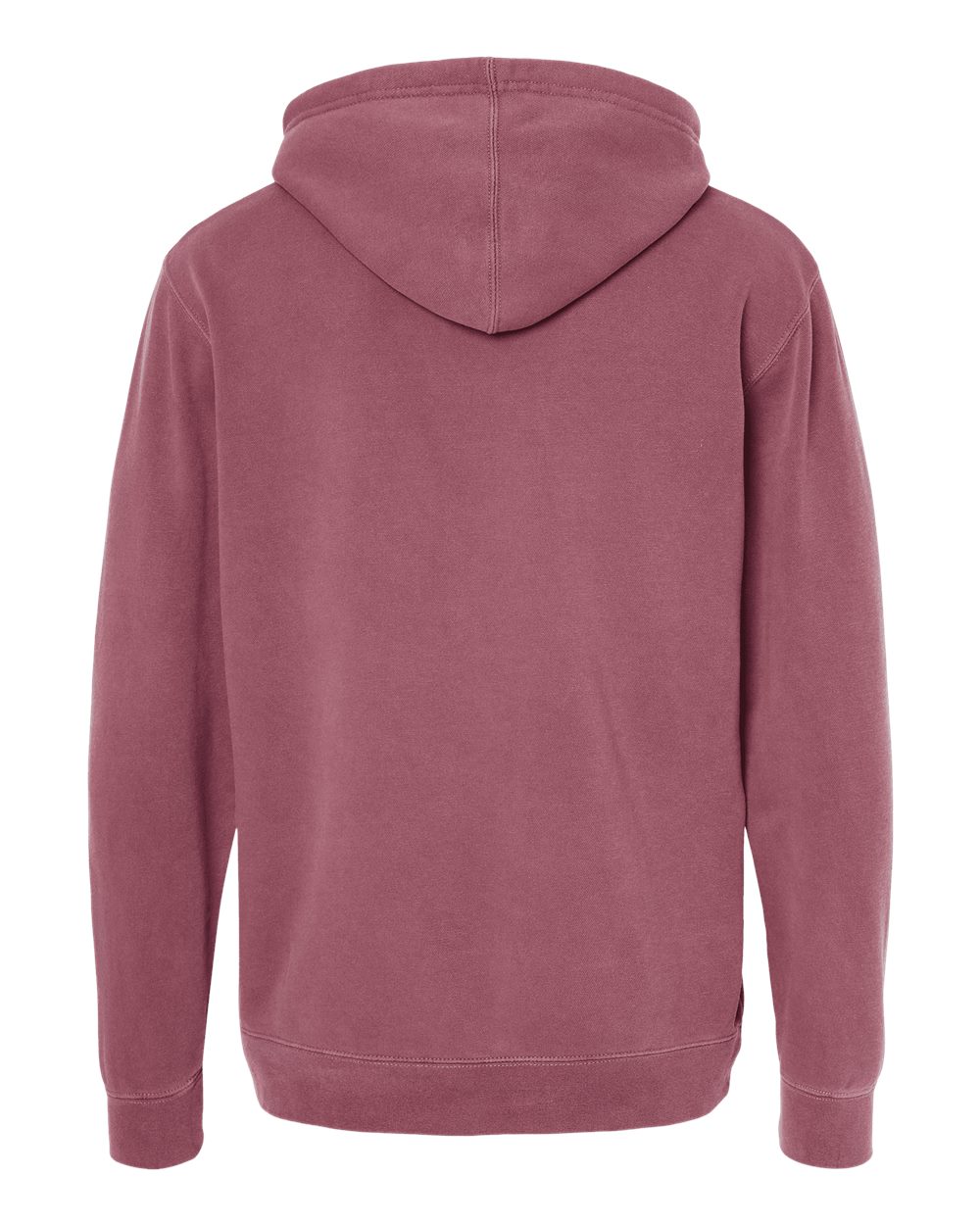 Front View of Pigment Maroon Midweight Pigment-Dyed Hooded Sweatshirt - PRM4500