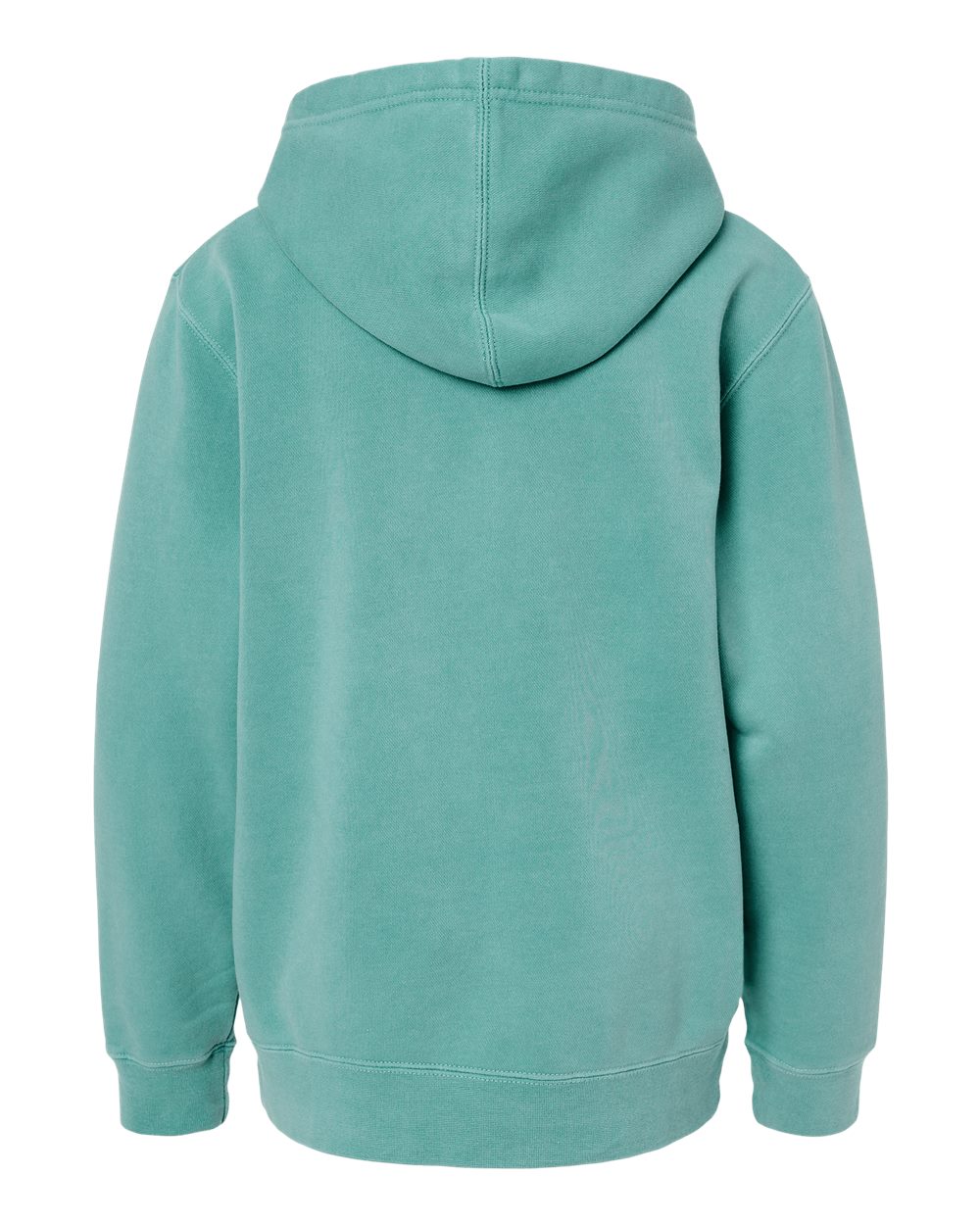 Rear View of Pigment Mint Youth Midweight Pigment-Dyed Hooded Sweatshirt - PRM1500Y
