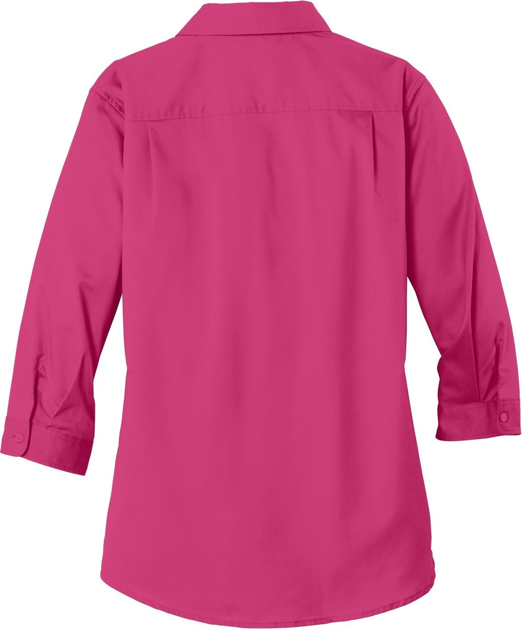 Front View of Pink Azalea Port Authority Women's 3/4-Sleeve SuperPro Twill Shirt. L665