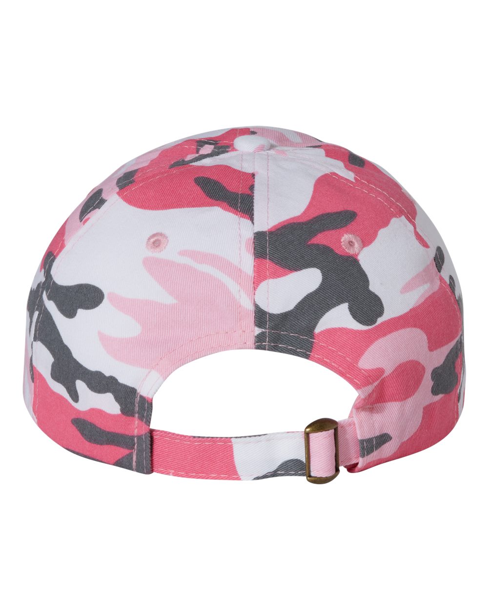 Front View of Pink Camo Bio-Washed Classic Dad Hat - VC300A