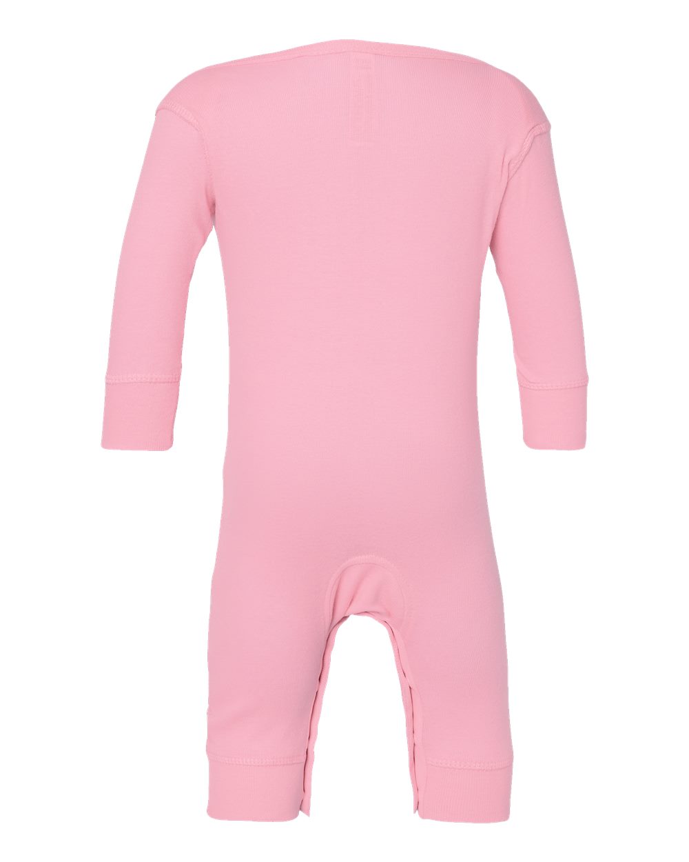 Front View of Pink Infant Long Legged Baby Rib Bodysuit - 4412