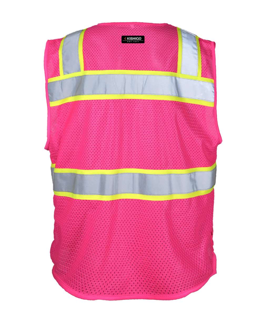 Front View of Pink/ Lime - B156 EV Series® Enhanced Visibility 3 Pocket Mesh Vest - B150-156