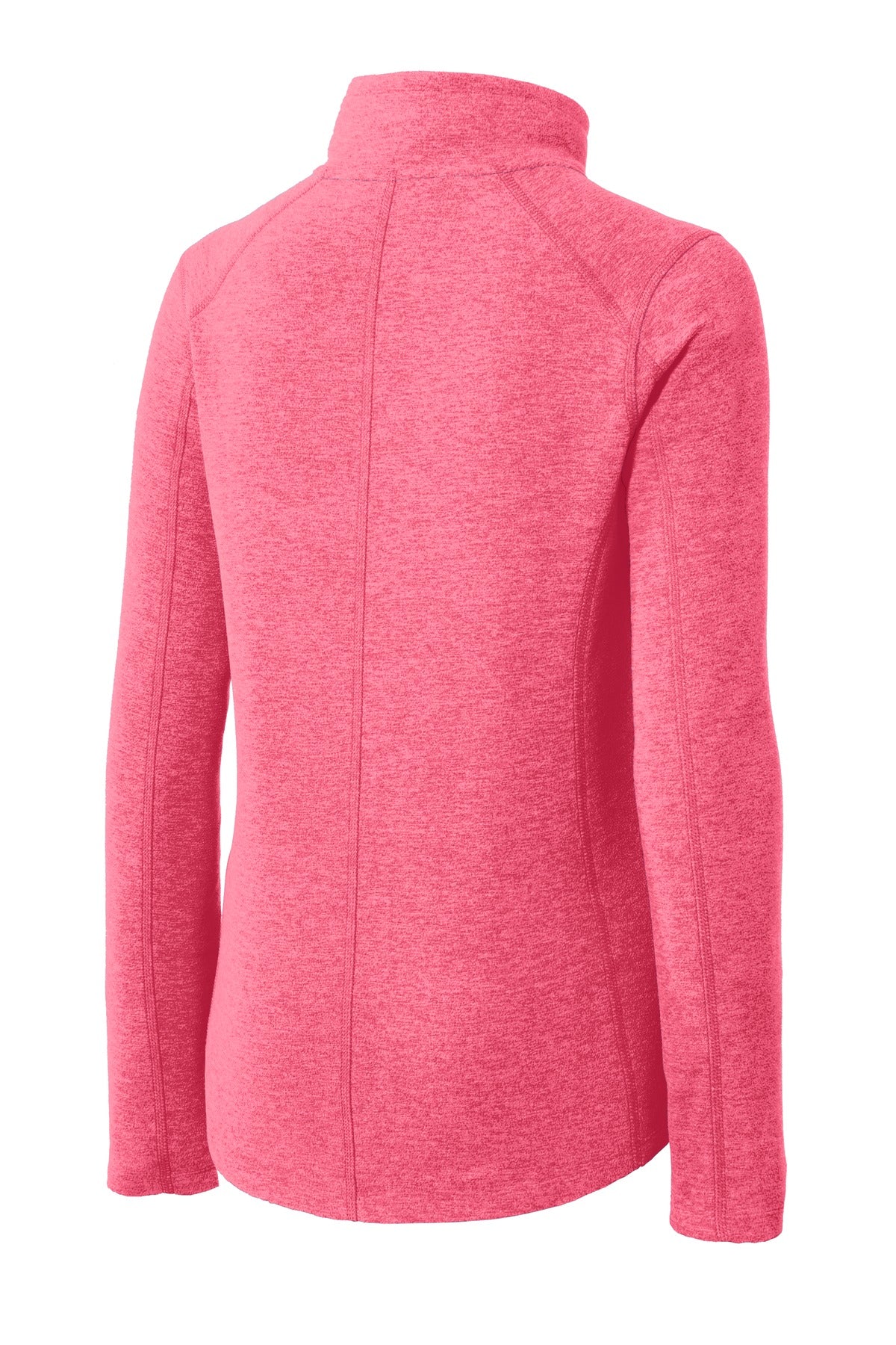Rear View of Pink Rasp Hthr Port Authority Women's Heather Microfleece Full-Zip Jacket. L235