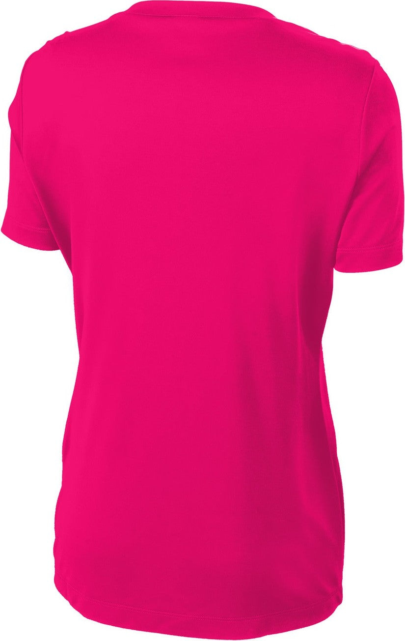 Front View of Pink Raspberry Sport-Tek Women's PosiCharge Competitor Tee. LST350
