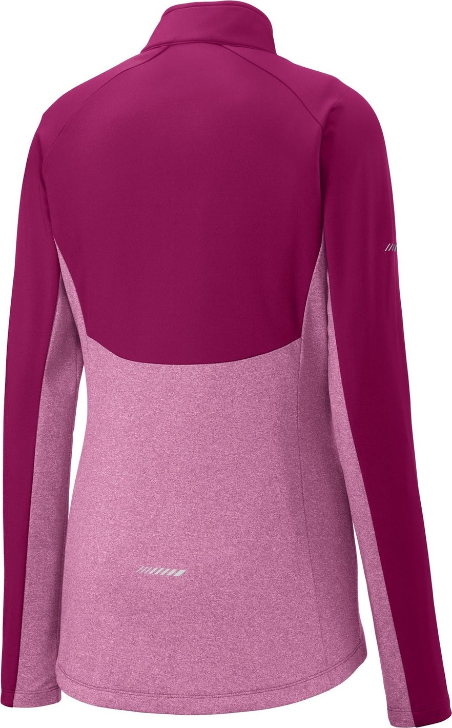 Front View of Pink Rush/PkRH Sport-Tek Women's Sport-Wick Stretch Contrast 1/4-Zip Pullover. LST854