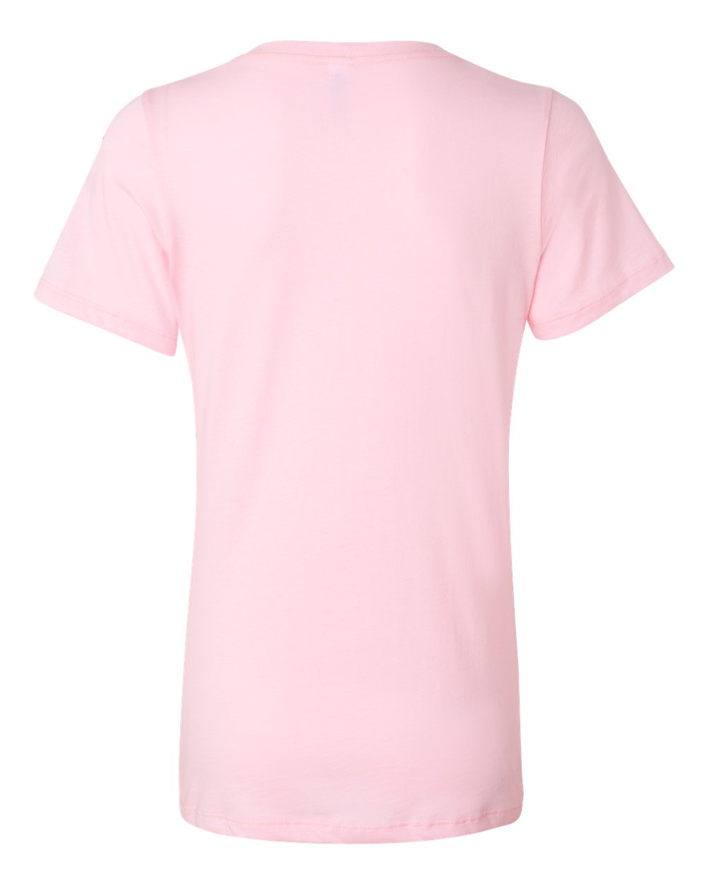 Rear View of Pink Women’s Relaxed Jersey V-Neck Tee - 6405