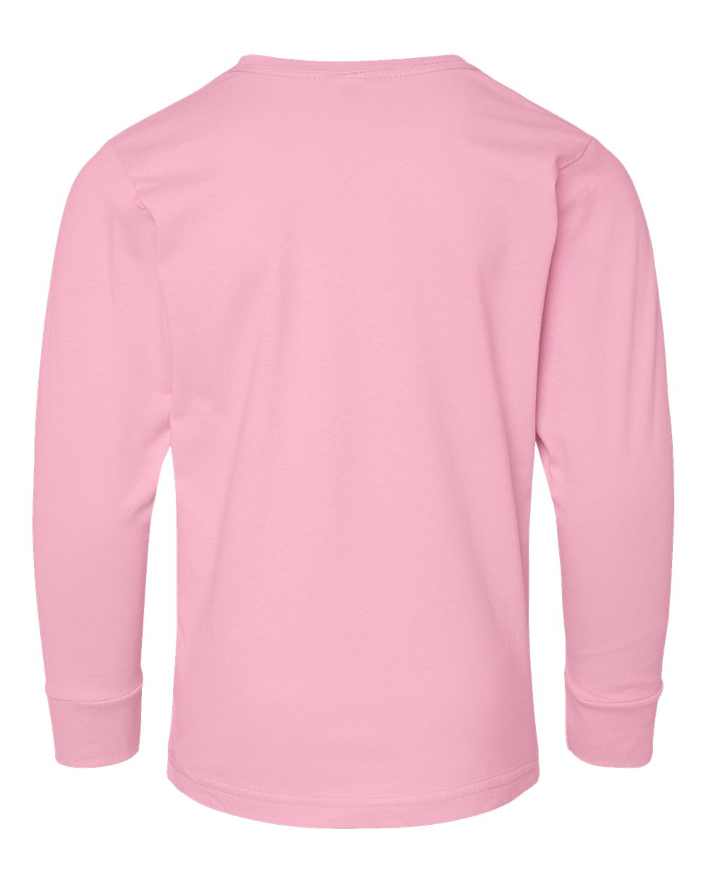 Front View of Pink Youth Fine Jersey Long Sleeve Tee - 6201