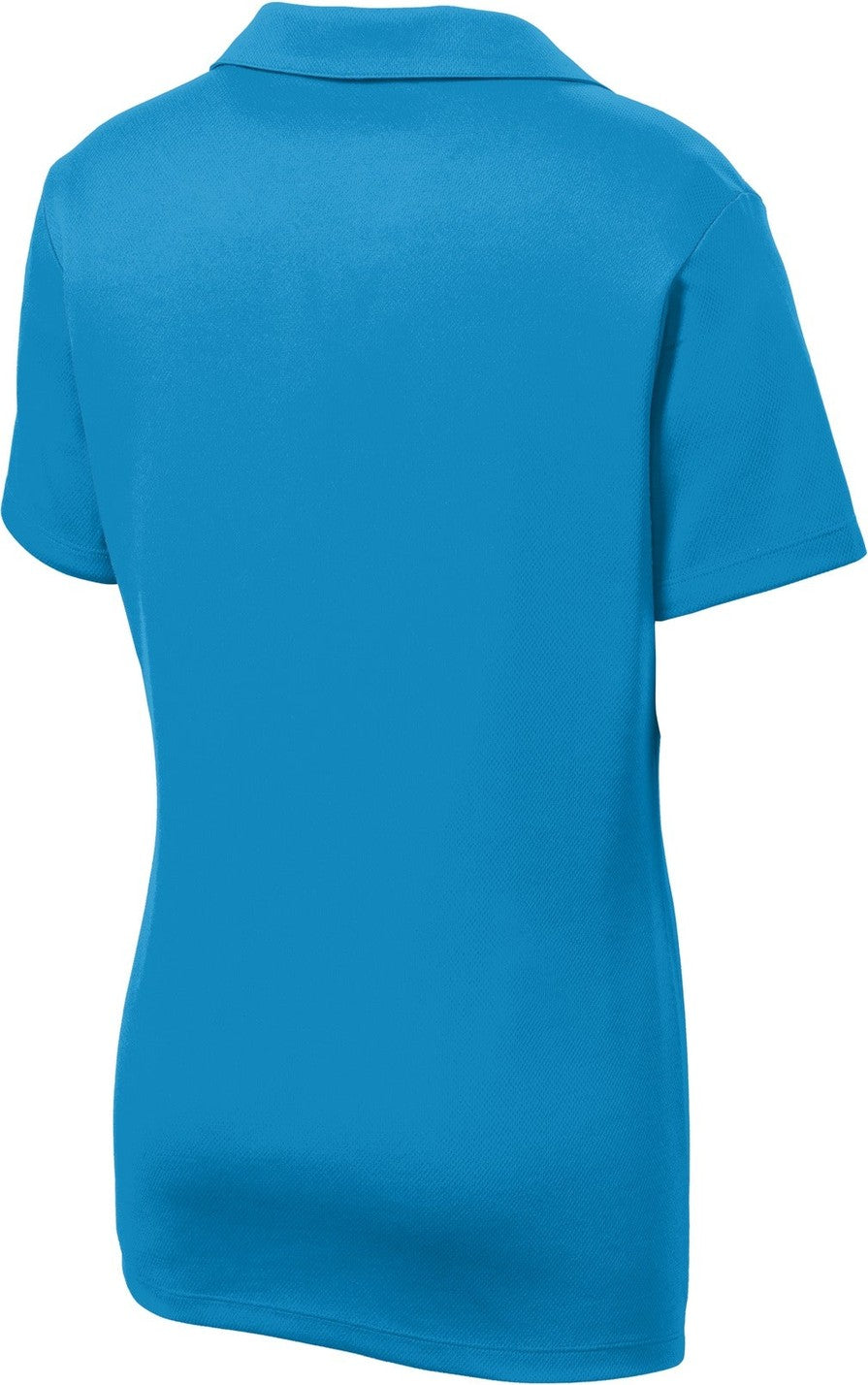 Front View of Pond Blue Sport-Tek Women's PosiCharge RacerMesh Polo. LST640