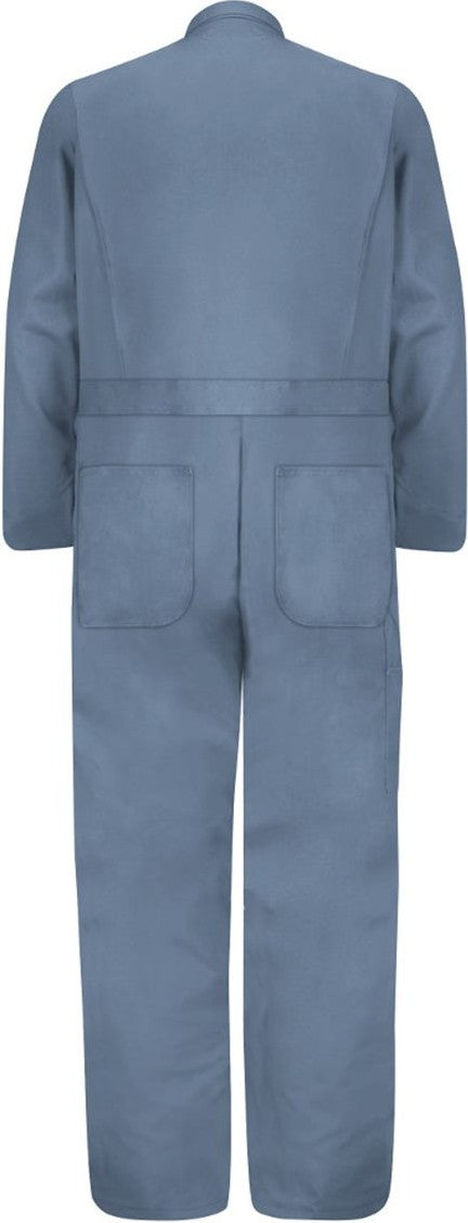 Front View of Postman Blue Button-Front Cotton Coverall - Tall Sizes - CC16T