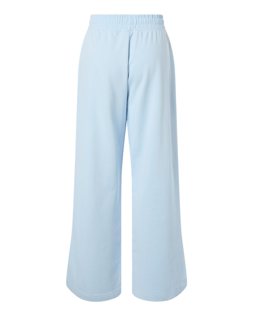 Rear View of Powder Blue Women's French Terry Wide Leg Pants - FTP00 plain