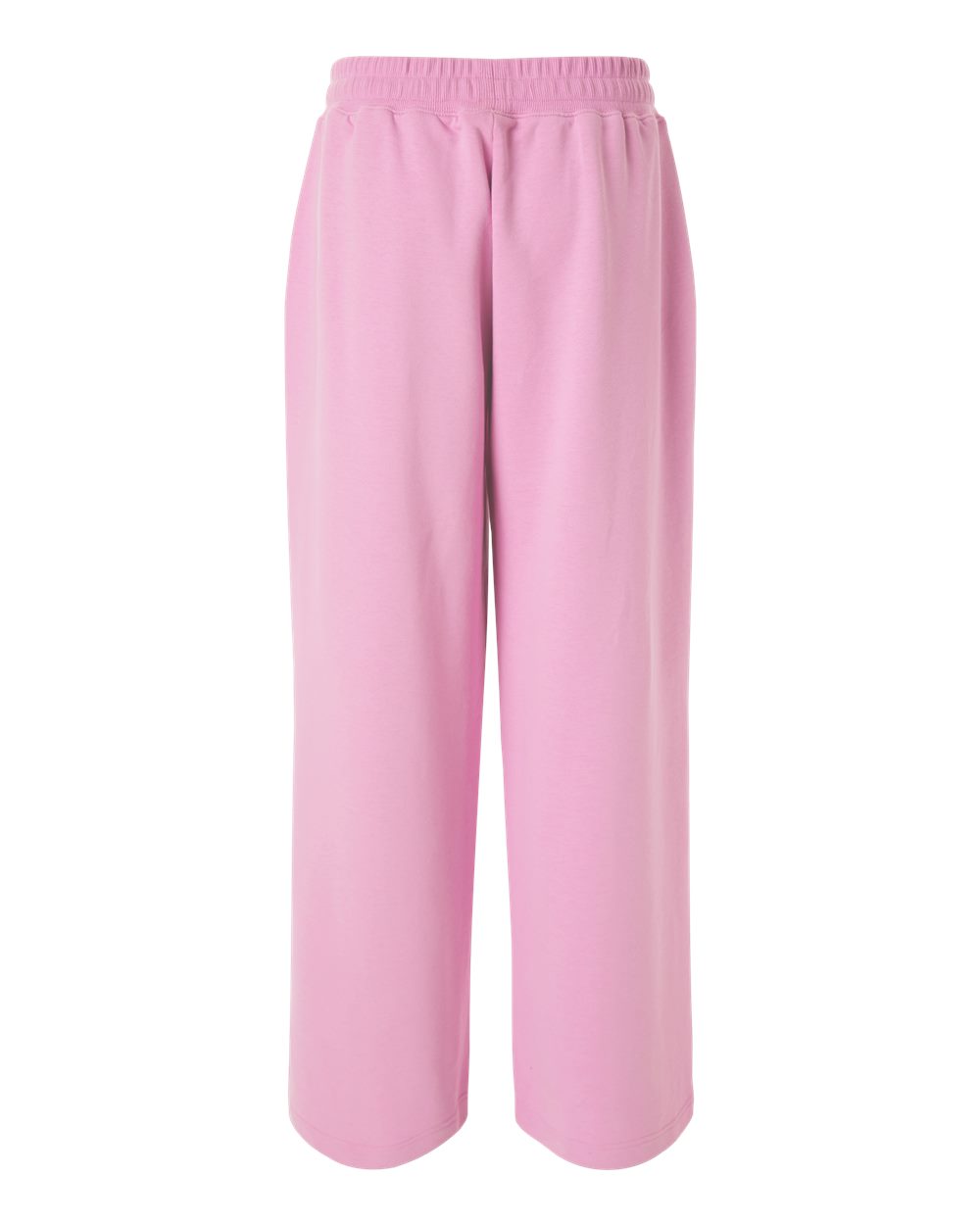 Rear View of Powder Pink Women's French Terry Wide Leg Pants - FTP00