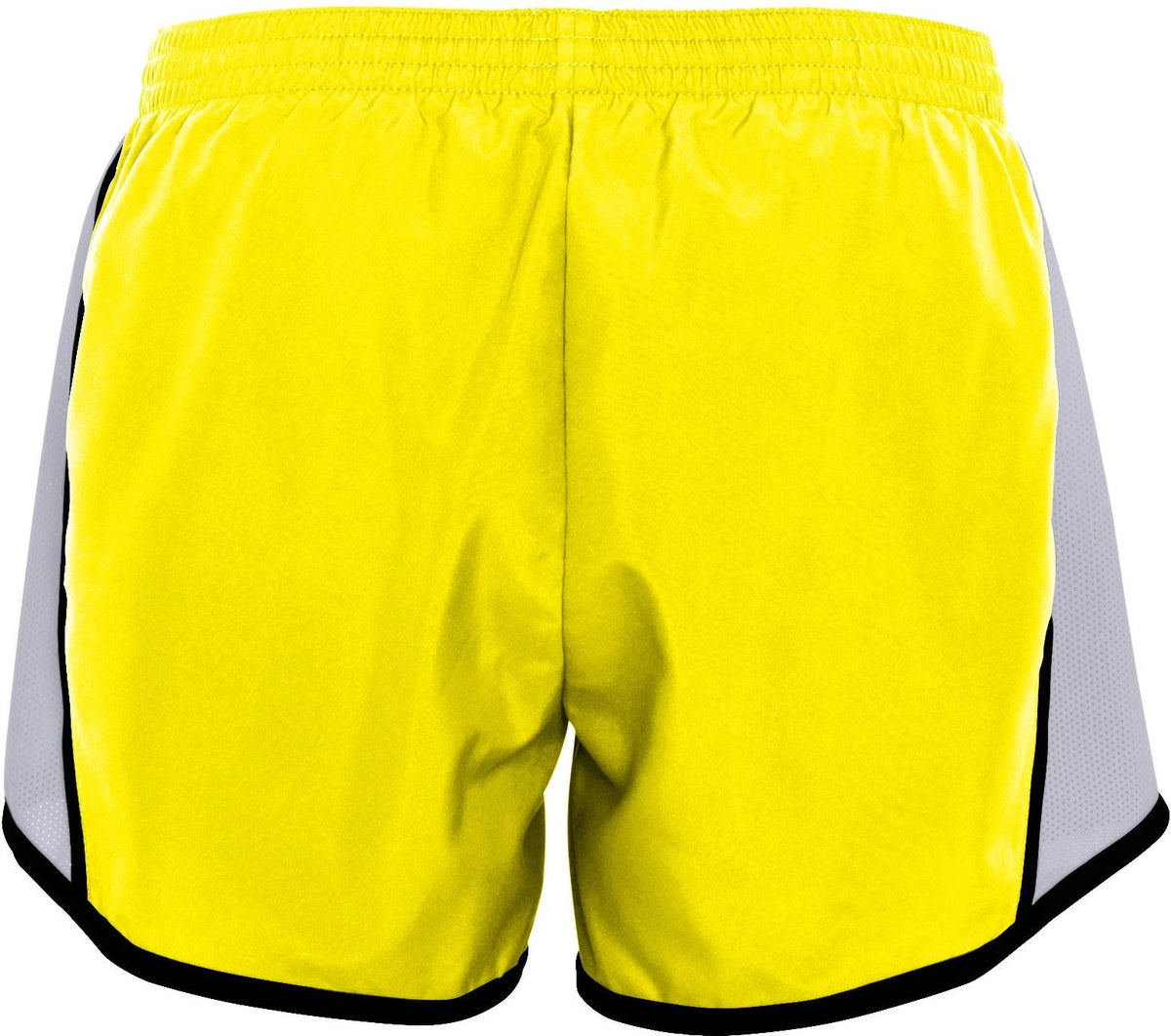 Rear View of POWER YELLOW/WHITE/BLACK LDS JR FIT PULSE TEAM SHORT