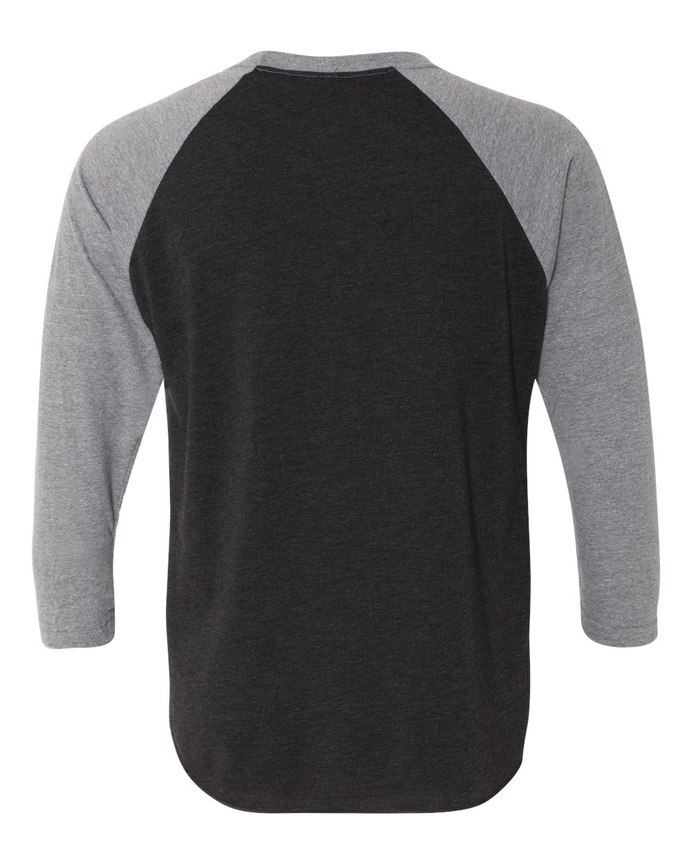 Front View of Premium Heather Sleeves/ Vintage Black Body Triblend Three-Quarter Raglan T-Shirt - 6051