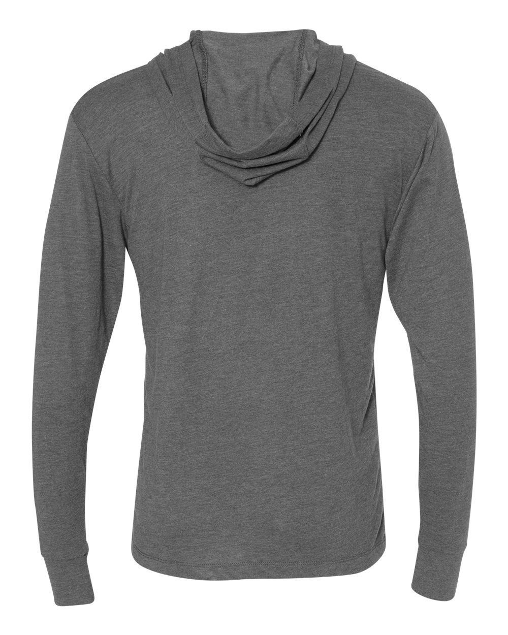 Rear View of Premium Heather Triblend Hooded Long Sleeve Pullover - 6021