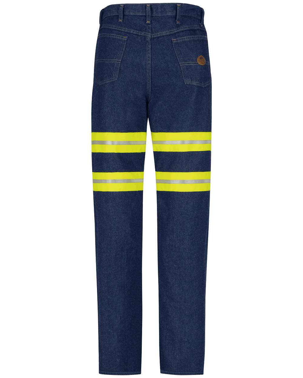 Front View of Prewashed Indigo - Unhemmed Enhanced Visibility Relaxed Fit Jeans - PD60ED