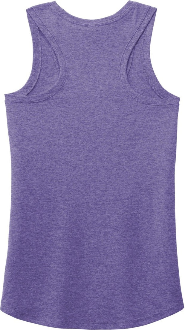 Rear View of Purple Frost District Women's Perfect Tri Racerback Tank. DM138L