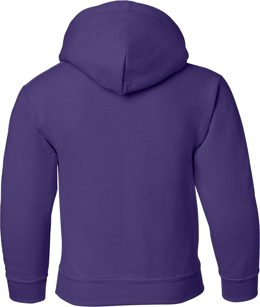 Rear View of Purple Heavy Blend™ Youth Hooded Sweatshirt - 18500B