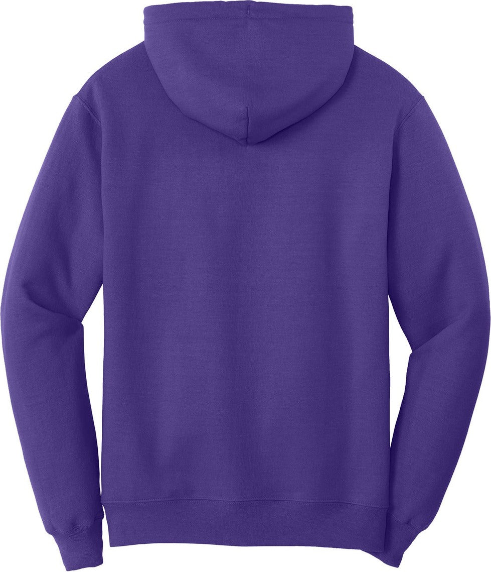 Rear View of Purple Port & Co Core Fleece Pullover Hooded Sweatshirt. PC78H