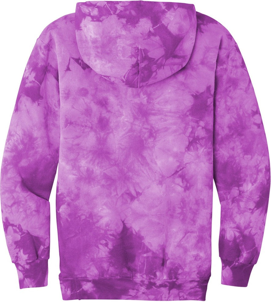 Rear View of Purple Port & Co Crystal Tie-Dye Pullover Hoodie PC144
