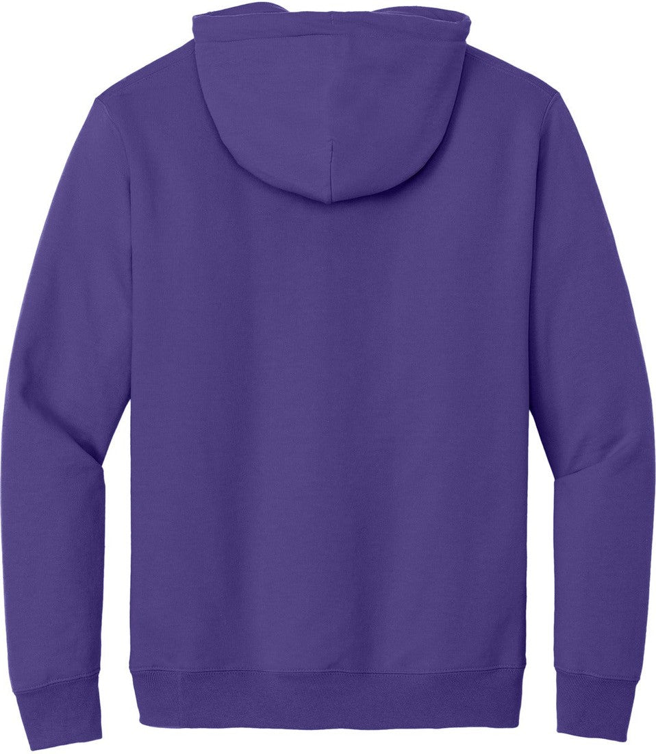 Rear View of Purple Port & Co Tall Essential Fleece Pullover Hooded Sweatshirt. PC90HT