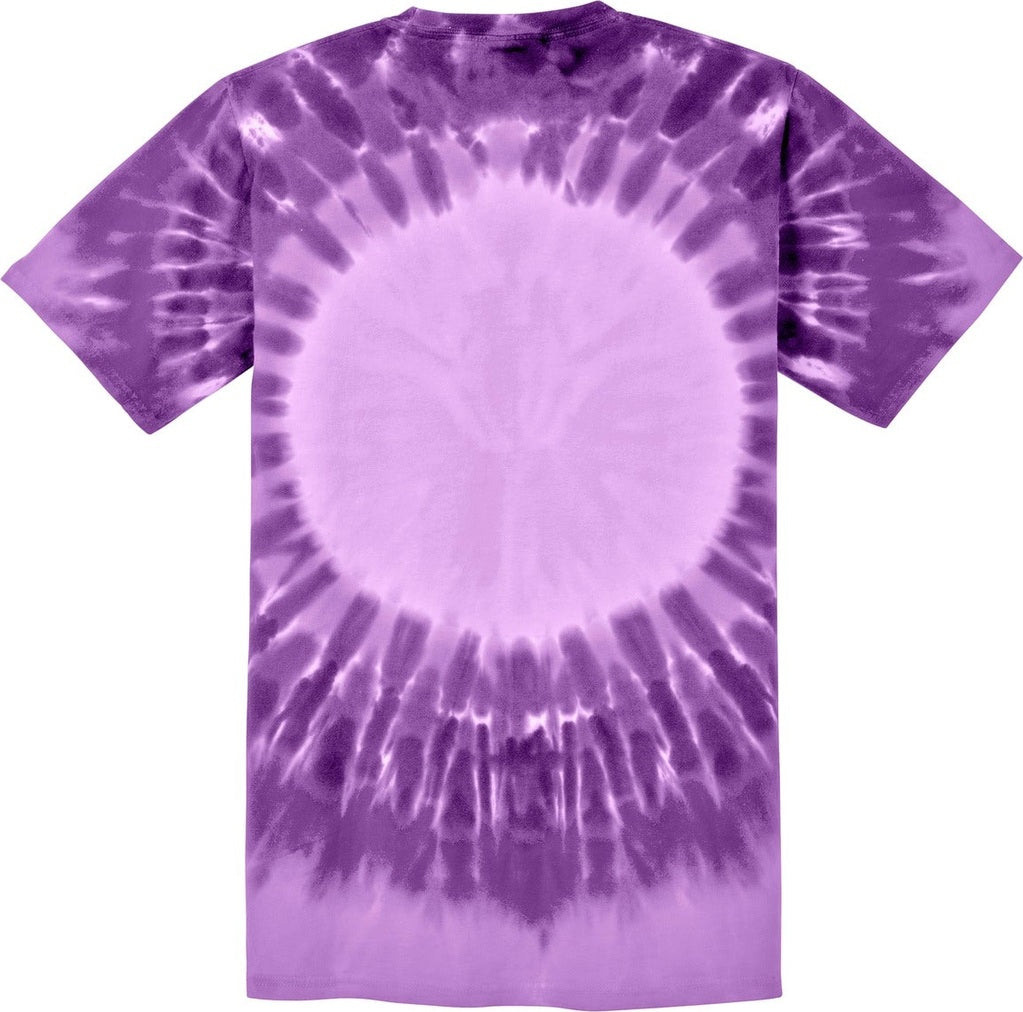 Front View of Purple Port & Co Window Tie-Dye Tee. PC149